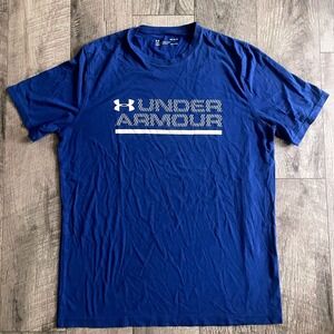 Under Armour Mens HeatGear Graphic Logo T-Shirt Royal Blue Loose Fit Medium